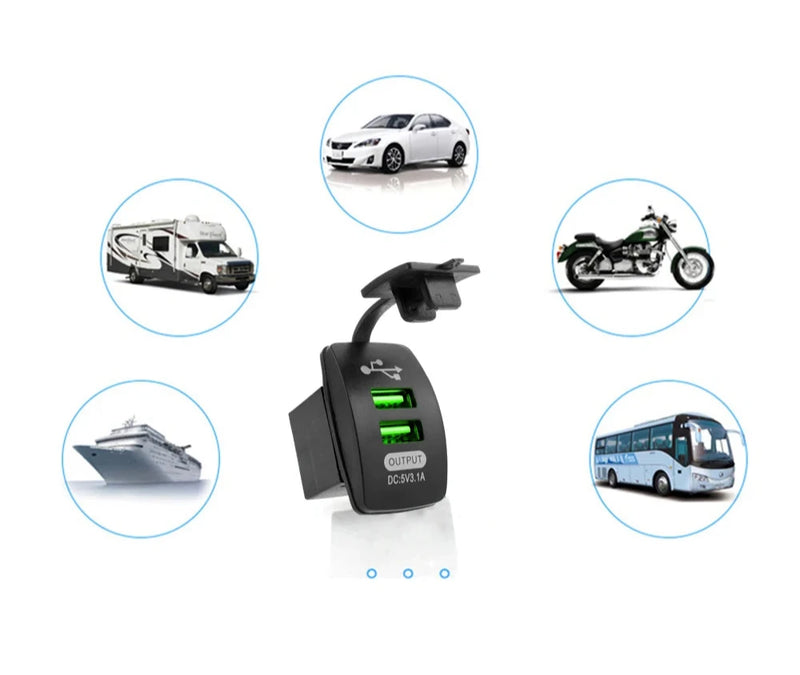 Tomada USB Carregador de Carro À Prova D'Água para Motocicleta, Barco, Marítimo, Caminhão e carro