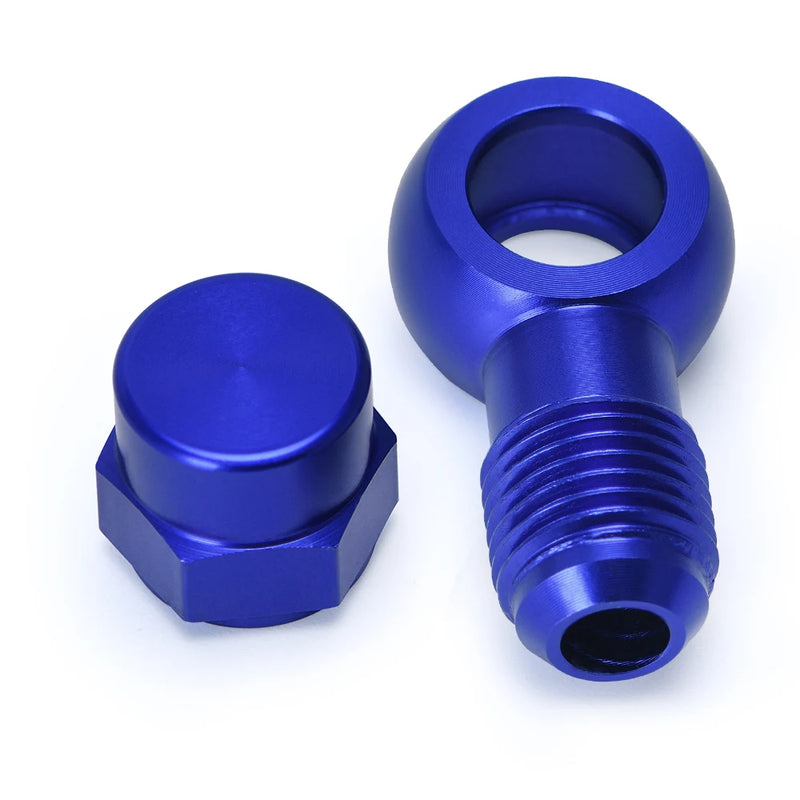 Adaptador Tampa para Bomba de Combustível de Tomada Banjo de Alumínio Azul AN6T