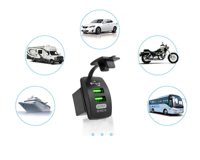 Tomada USB Carregador de Carro À Prova D'Água para Motocicleta, Barco, Marítimo, Caminhão e carro