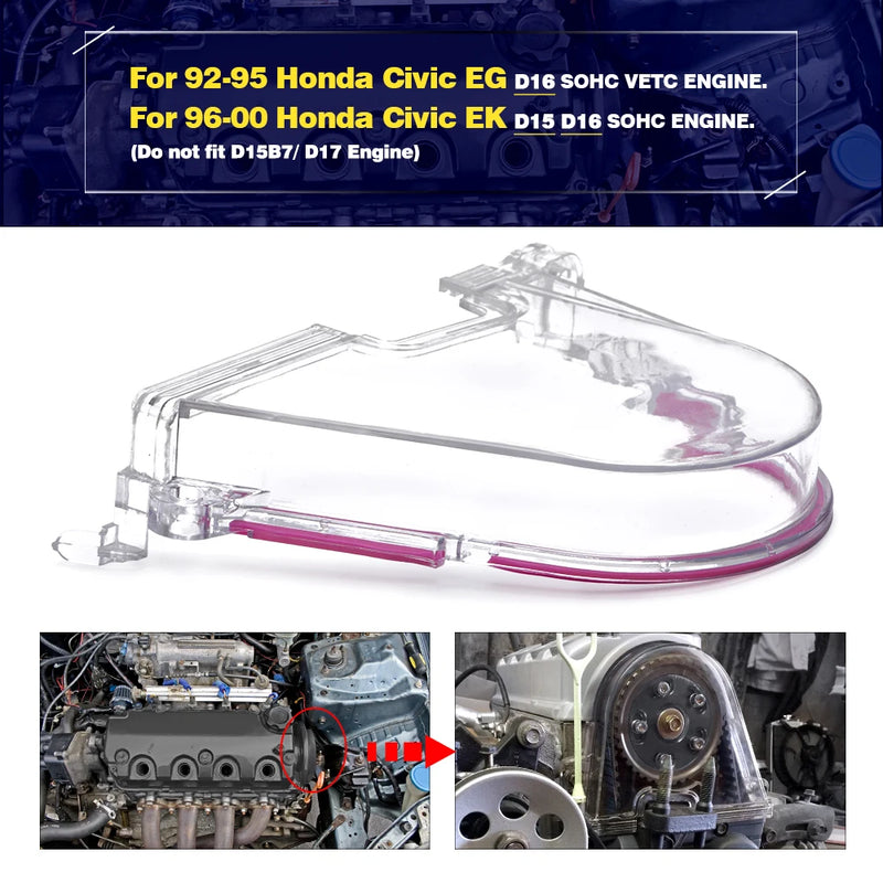 Tampa da correia dentada da engrenagem de came transparente Honda Civic 96-00