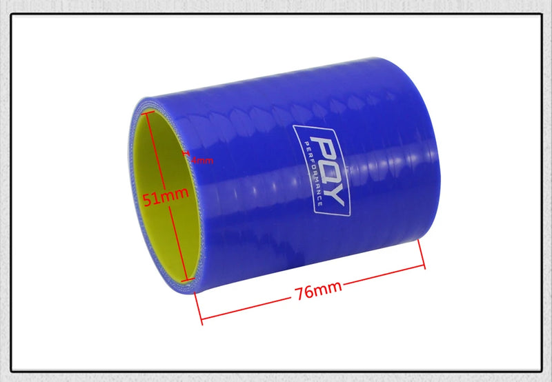 Mangueira de acoplamento de tubo de admissão de turbo intercooler de silicone reto azul e amarelo de 2" 51 mm