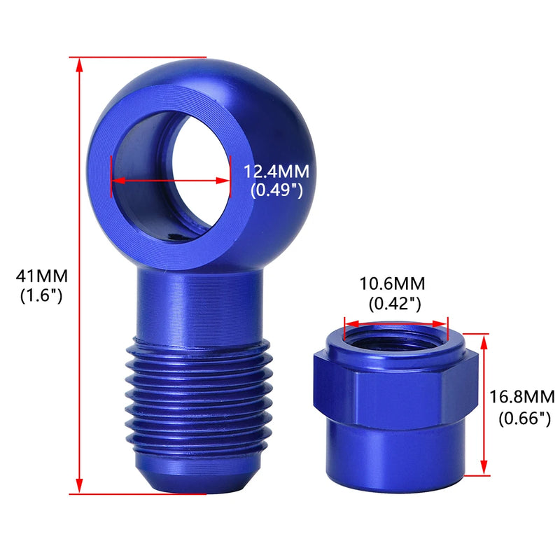Adaptador Tampa para Bomba de Combustível de Tomada Banjo de Alumínio Azul AN6T