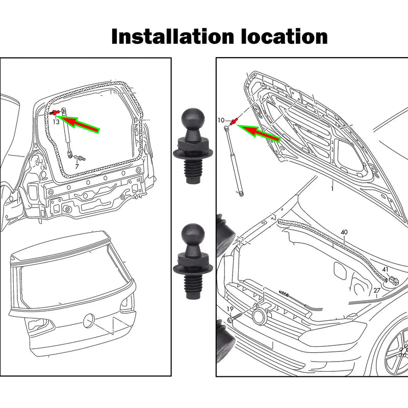 Conector Pino Esfera Capô Tampa Traseira do Porta-Malas VW Golf 3 MK4 MK5 MK6 MK7