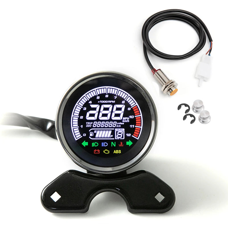 Velocimetro Painel Led Redondo LCD 12V