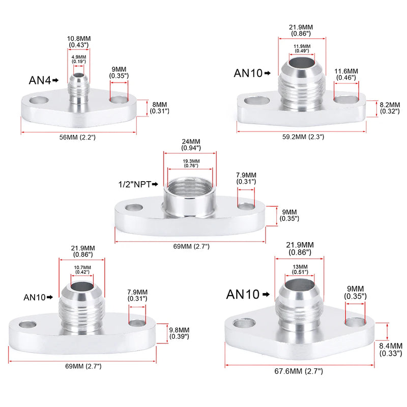 Adaptador de Flange de Retorno/Drenagem de Óleo da Turbina