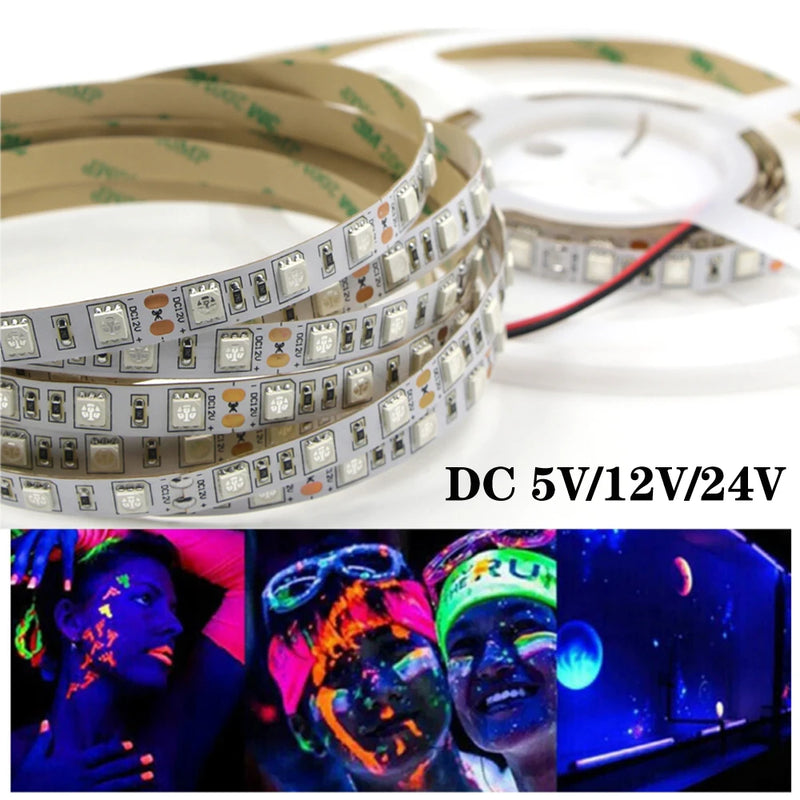 Fita de LED UV 5V 12V 24V Raio Ultravioleta LED