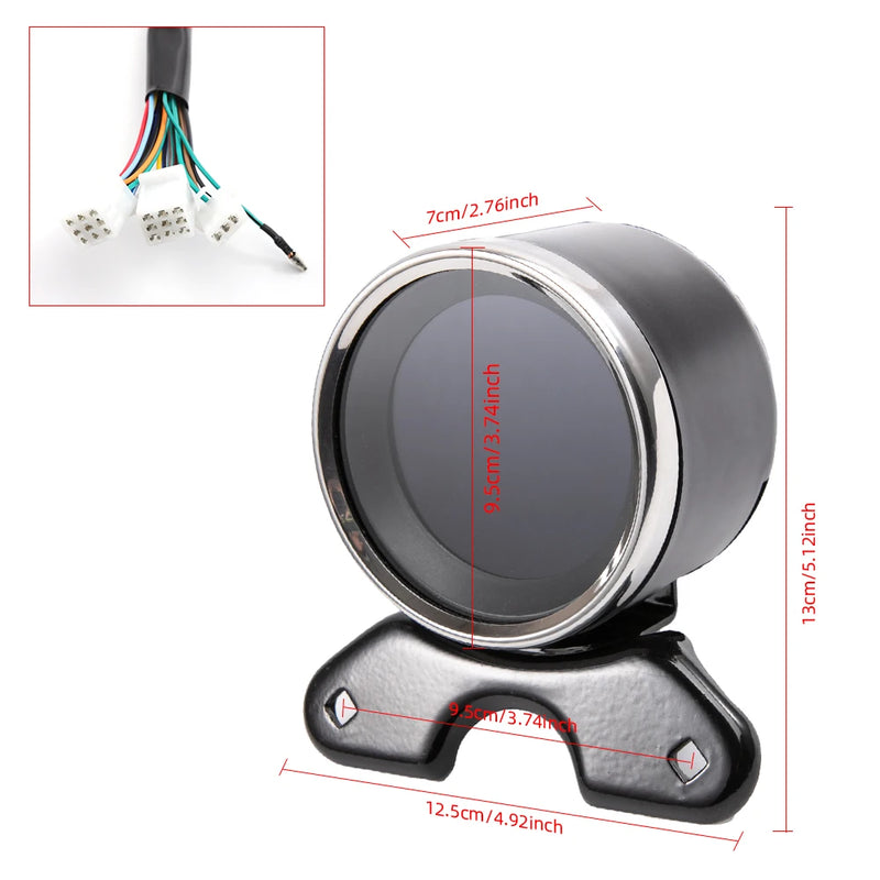 Velocimetro Painel Led Redondo LCD 12V