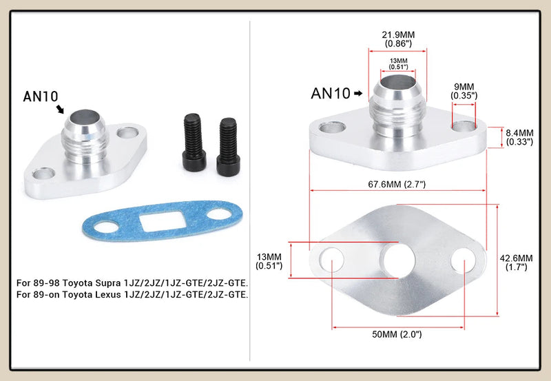 Adaptador de Flange de Retorno/Drenagem de Óleo da Turbina