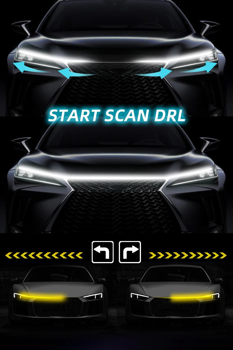 Fita de Luz Decorativa Dinâmica LED para Capô de Carro