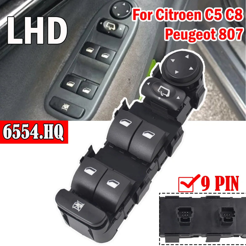 Interruptor Elétrico de Janela para Peugeot 807 Citroen C8 2002-2008 C5 2001-2007
