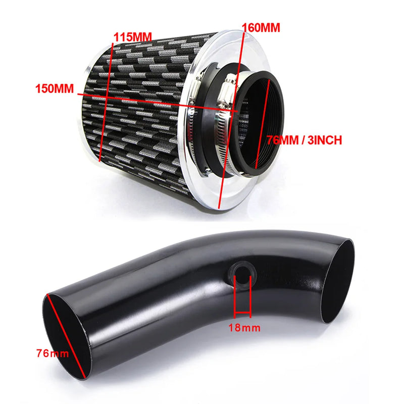 Kit de tubo de alumínio para admissão de ar Intake Pipe Filter