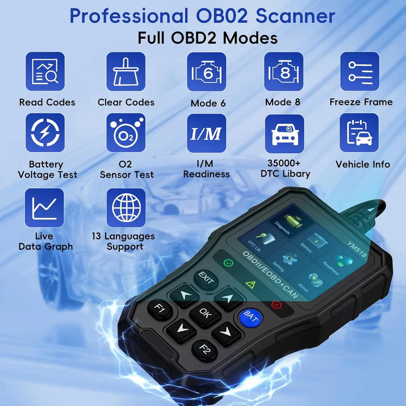 Scanner Automotivo Testador de Bateria Verificador de Sistema de Motor Leitor de Código de Falha