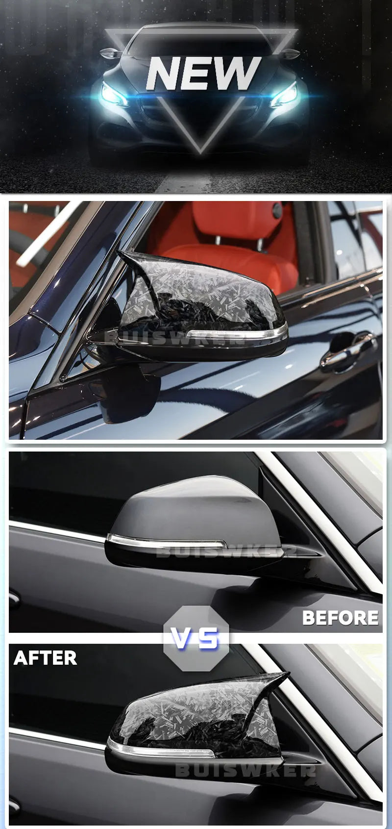 Capa de Espelho Retrovisor Carbon Black para BMW Série