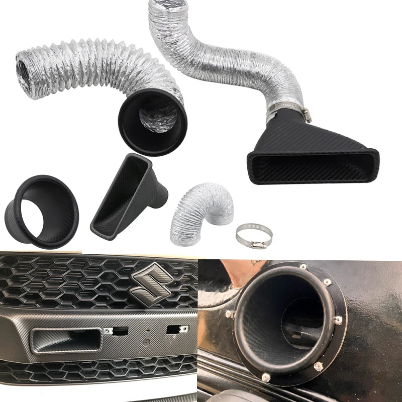 Kit Tubo de Ar Funil de Fibra de Carbono  Air Intake Pipe Inlet