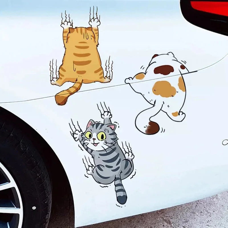 Adesivo de Carro Engraçado de Três Gatos
