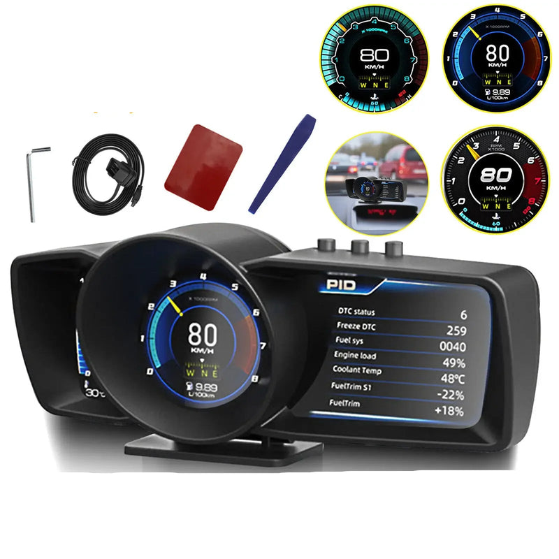 Velocímetro Display Led OBD2 GPS Tela Dupla para Carro