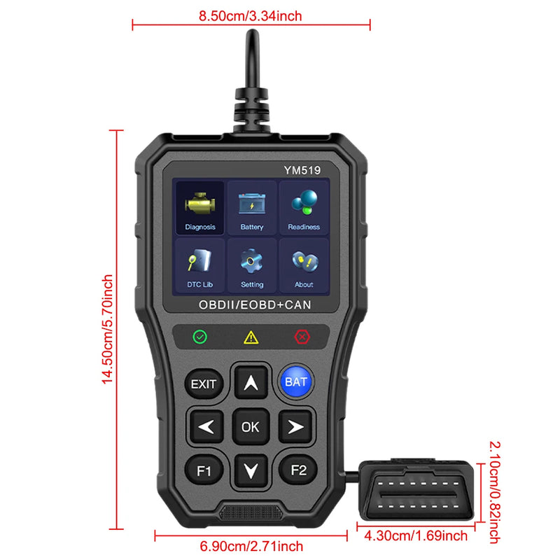 Scanner Automotivo Testador de Bateria Verificador de Sistema de Motor Leitor de Código de Falha
