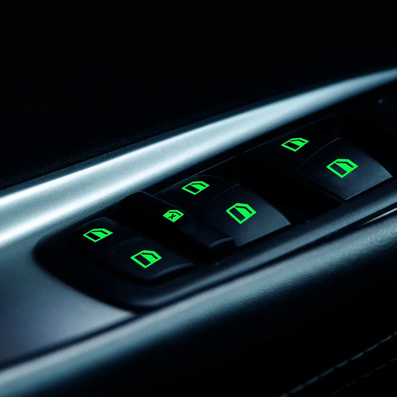 Decalques Fluorescentes Adesivos Luminoso Interruptor de Elevação Botão de Janela de Carro