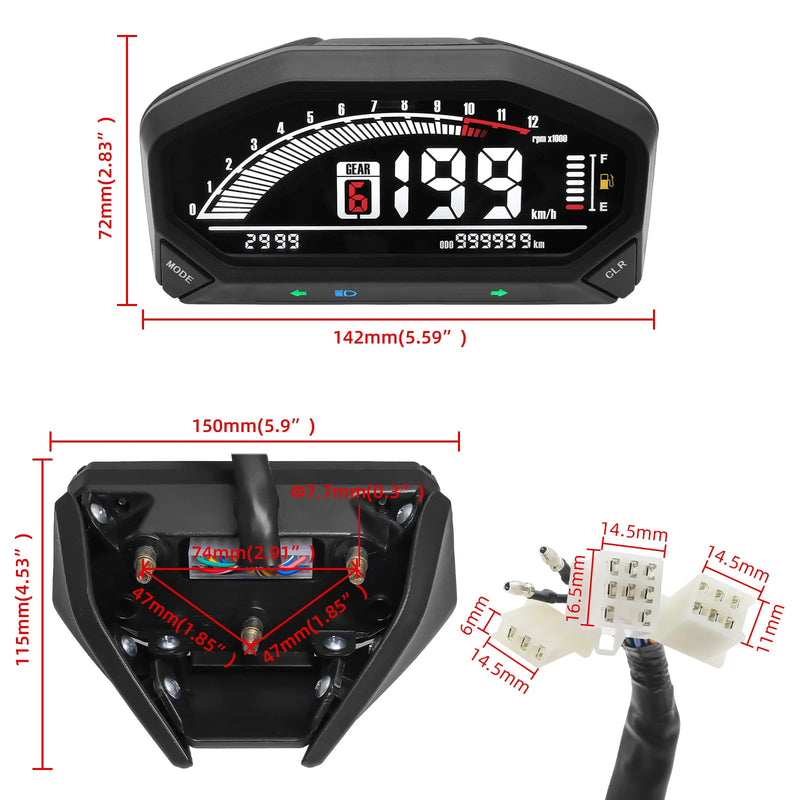 Velocimetro Painel Digital Universal LCD À Prova D'Água Led