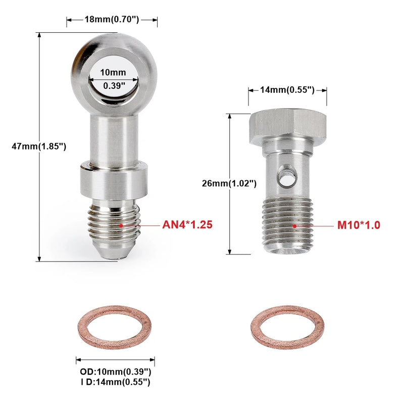 Conexão de Oleo M10x1.0 para 4AN 1.5mm