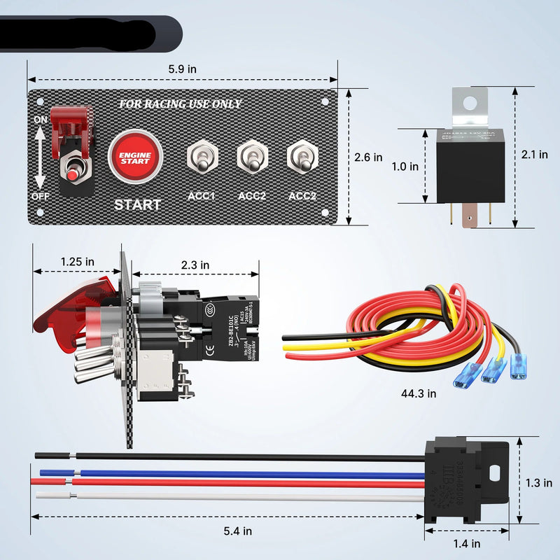 LED Painel de Interruptor de Alternância Varios botoes 5X1 Carbono