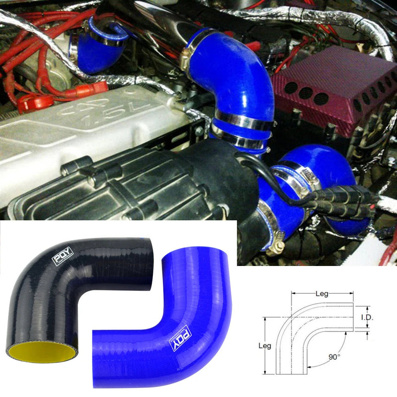 Mangueira de Silicone Cotovelo Redutor  Turbo entrada preto azul 2"-2.5" 51mm-63mm 90 graus