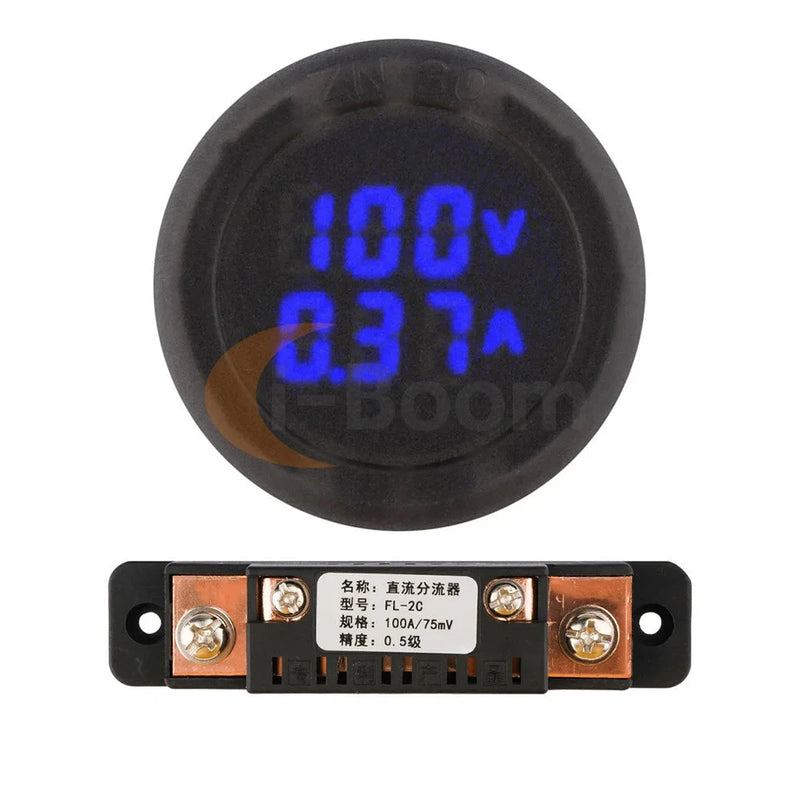 Display Digital Voltímetro Amperímetro Forma Redonda Alta Precisão DC 5V ~ 100V