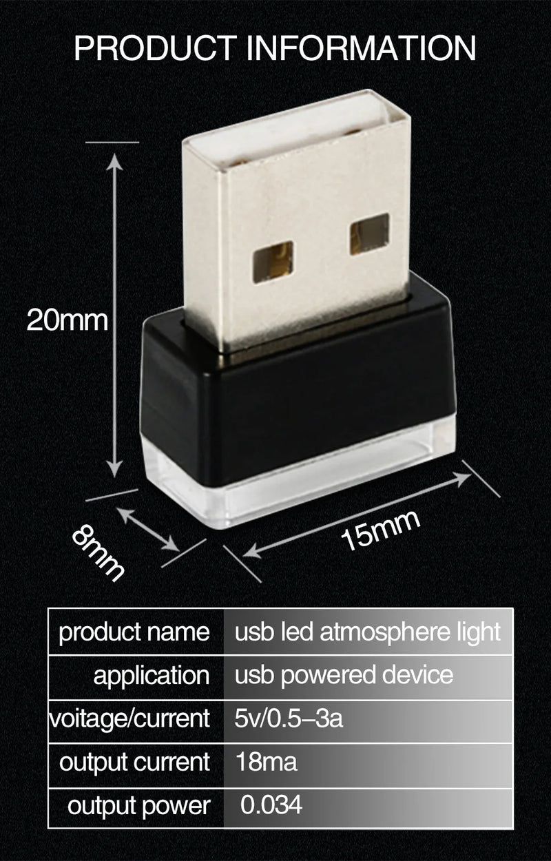 Mini USB LED Decoração Lâmpada Interior Do Carro