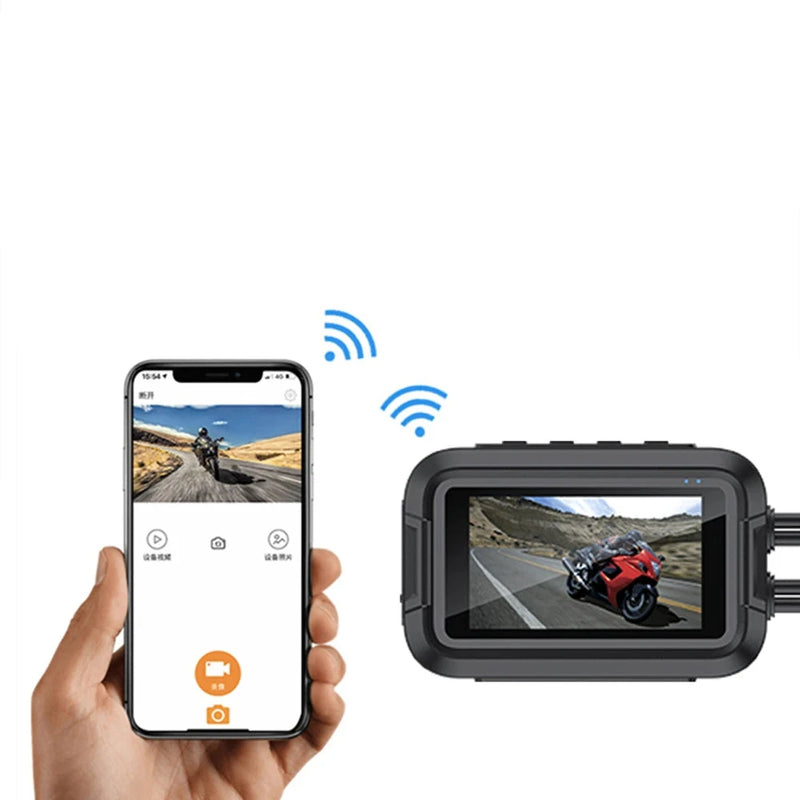 Câmera Dupla 1080P para Motos DVR  à Prova D'Água, WiFi GPS