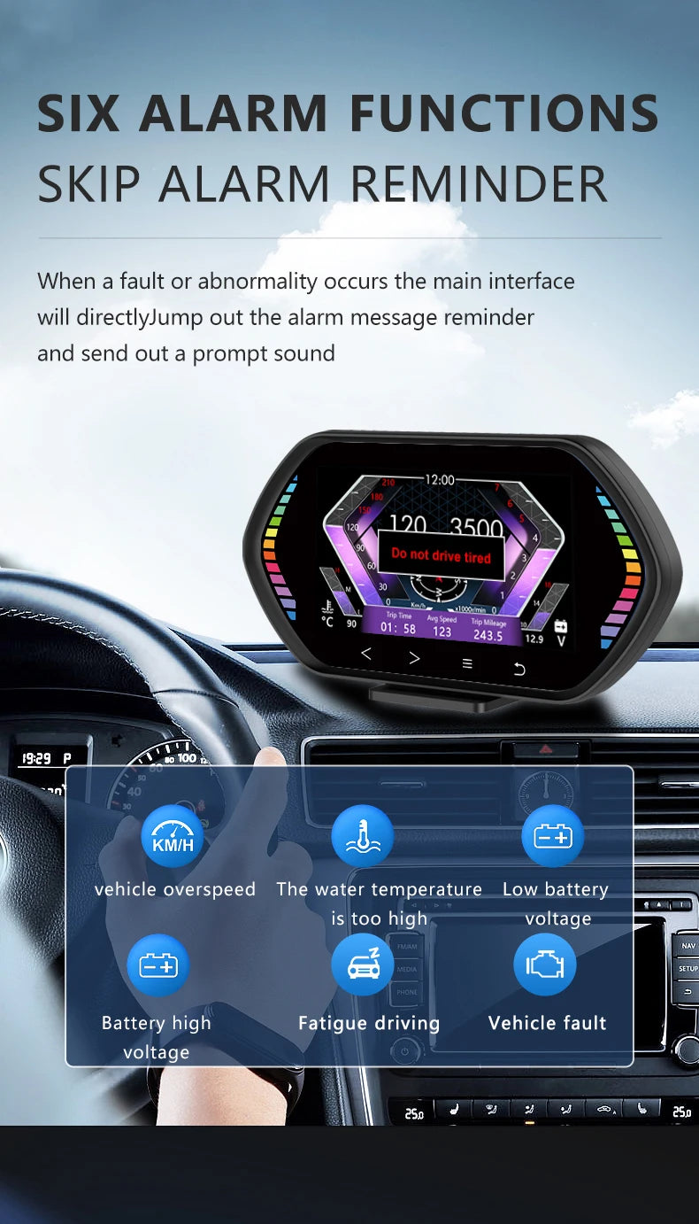 Velocímetro Painel Digital HUD OBD2 após 2008