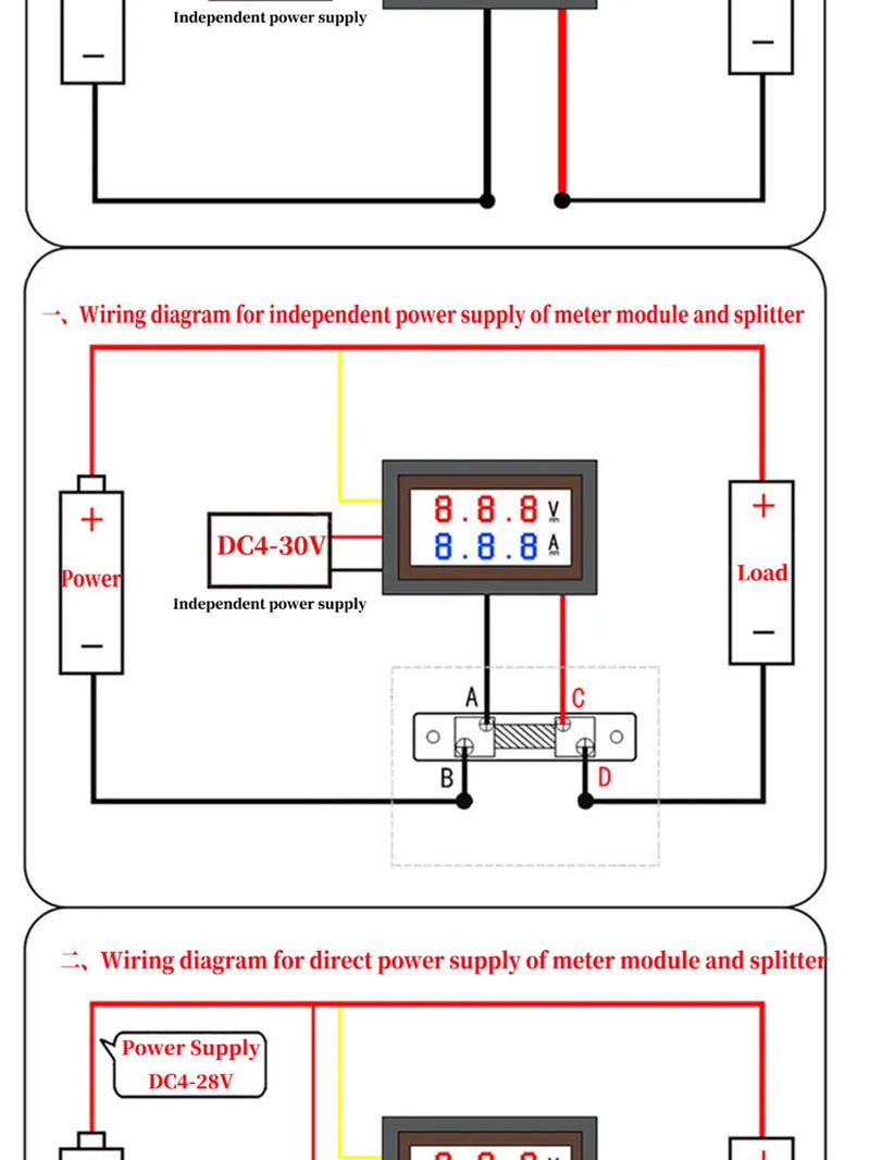 Mini Voltímetro Digital Amperímetro DC0-100V 50A 100A