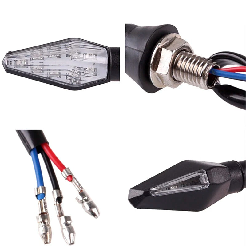 Pisca-pisca para Motocicleta 12LED (1 peça) Âmbar+Azul Dupla Cor.