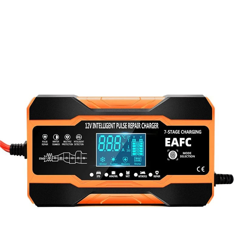 Carregador de bateria 12V 24V 12A 10A Carregamento rápido inteligente