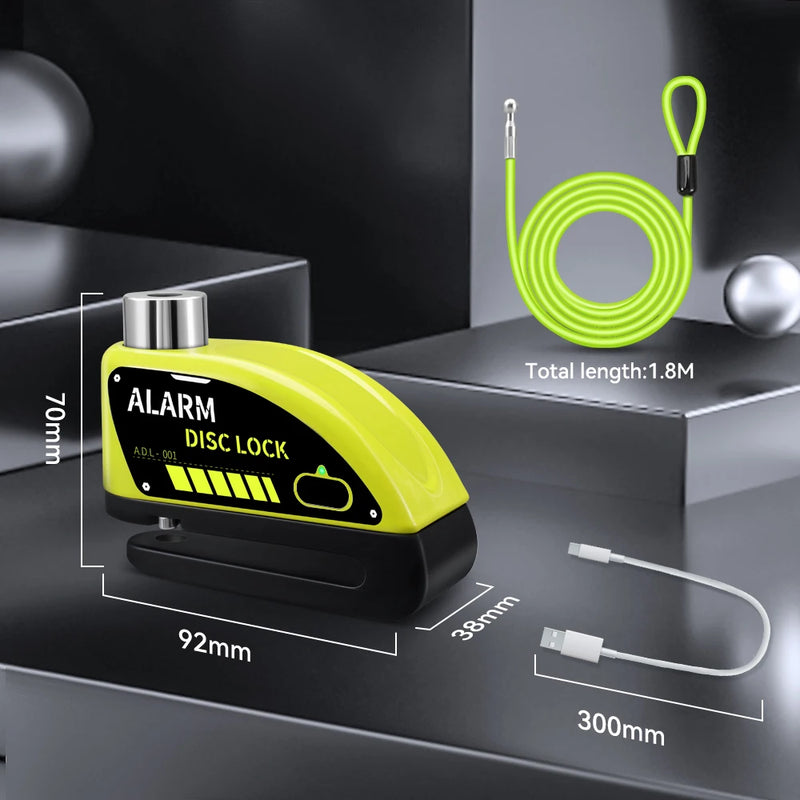 Trava de Disco a Prova D`água com Alarme Anti-Roubo de 110db