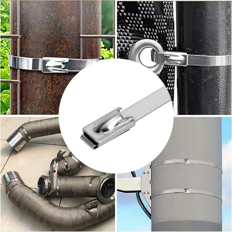 Abraçadeiras de Metal para Cabos Autotravamento de Aço Inoxidável