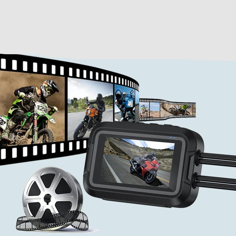 Câmera Dupla 1080P para Motos DVR  à Prova D'Água, WiFi GPS