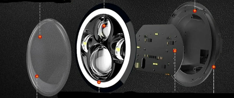 Farol redondo LED para motocicleta