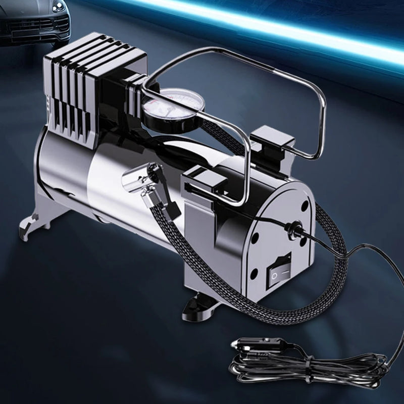 Mini Compressor de Ar Elétrico de 12 V com Medidor de Pressão Max 150 lb.