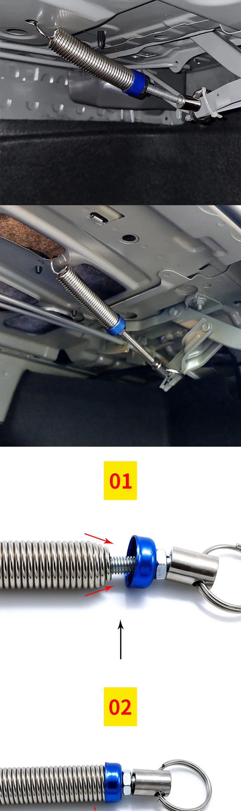 Porta-malas automático, Mola Ajustável de tração de reforço para Abertura automática.