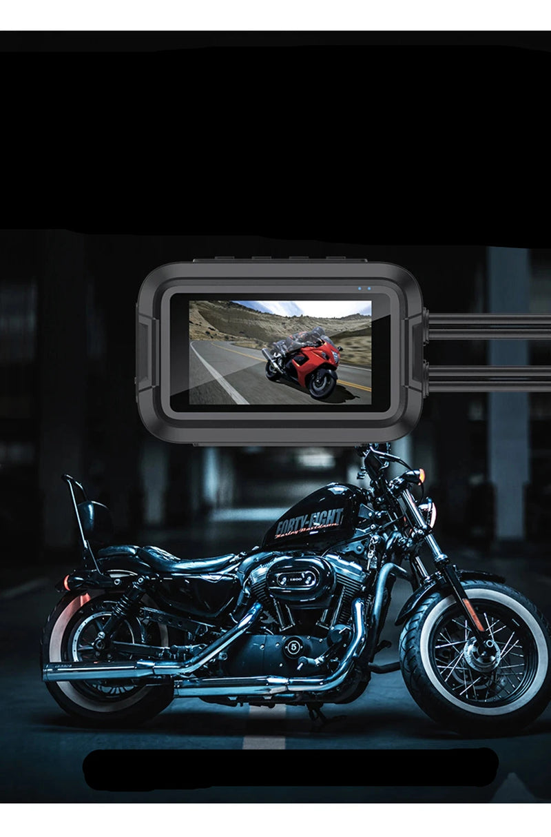 Câmera Dupla 1080P para Motos DVR  à Prova D'Água, WiFi GPS