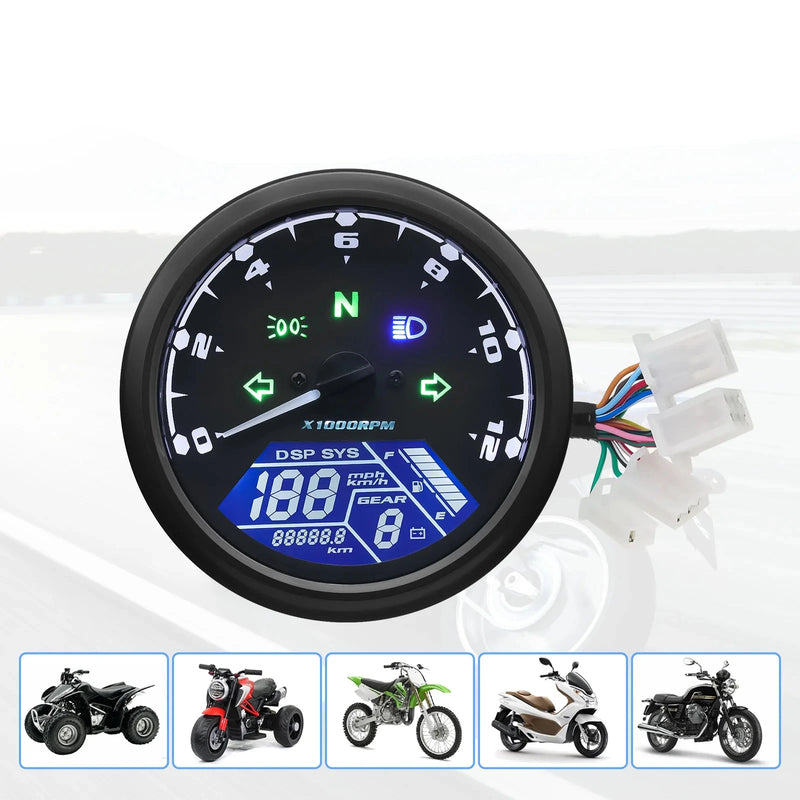 Velocímetro Painel Digital Medidor Sensor Tacômetro 0~12000RPM para 1-4 Cilindros UNIVERSAL.