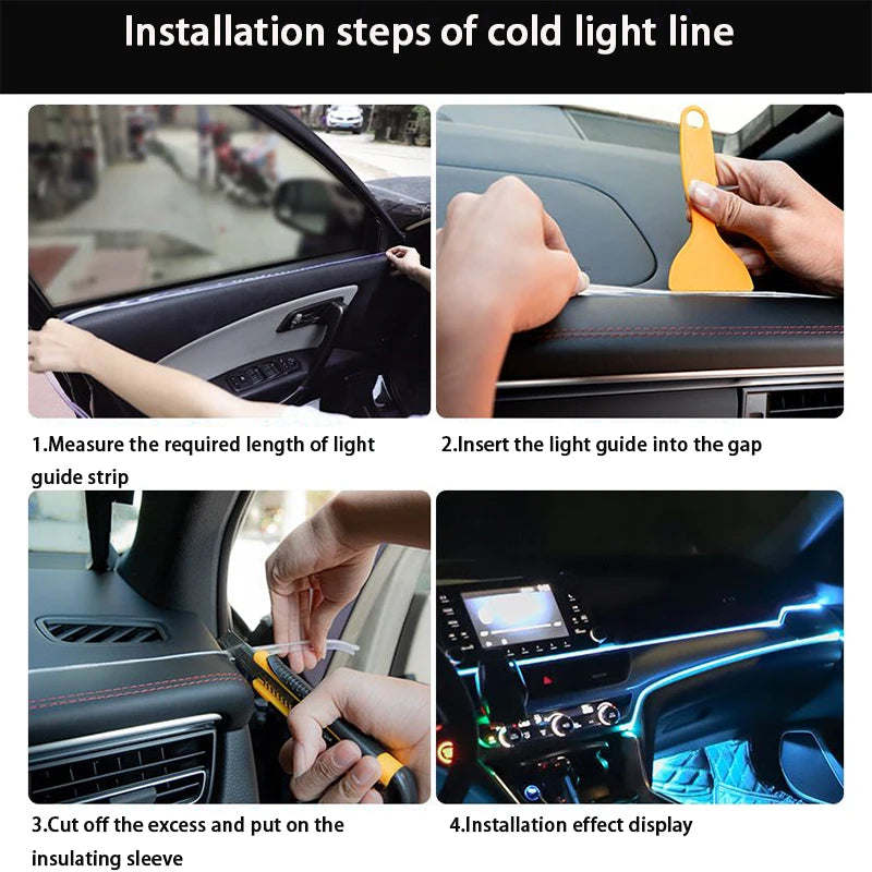 Tiras de Lâmpadas Decorativas para Interior de Carro de LED