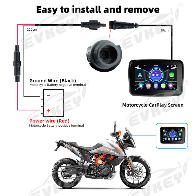 Velocimetro Painel Digital Carplay Android Prova D'Água para Motos