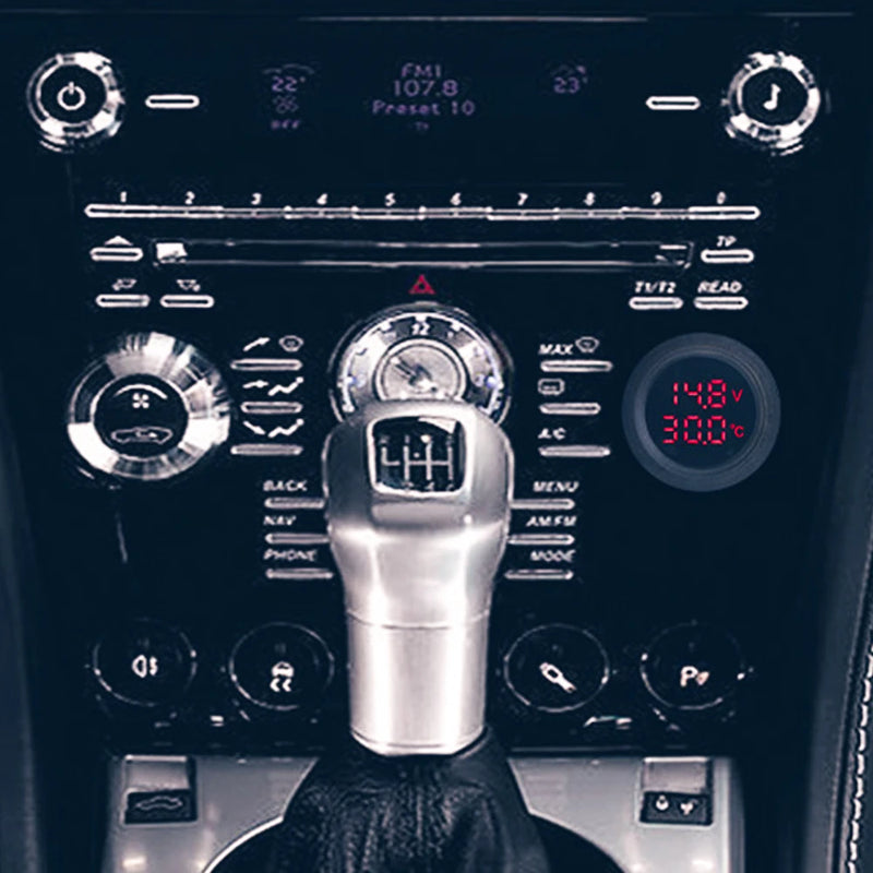 Voltímetro de Temperatura Redondo para Carro 12-24 Digital