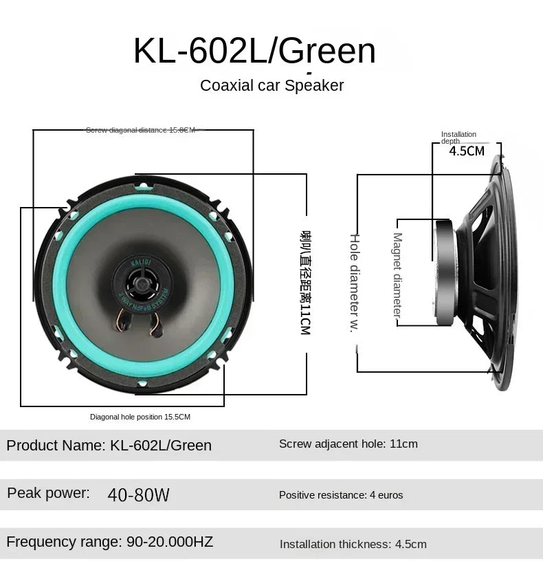 Alto-Falantes de Carro de 4/5/6,5 Polegadas Subwoofer Coaxial