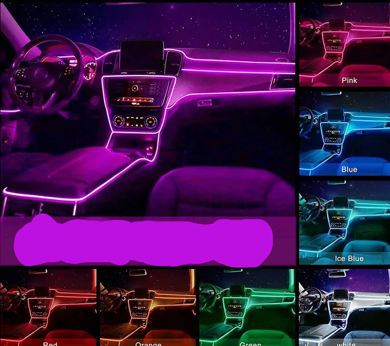 Fita led mult cor para interiores de carros efeito neon