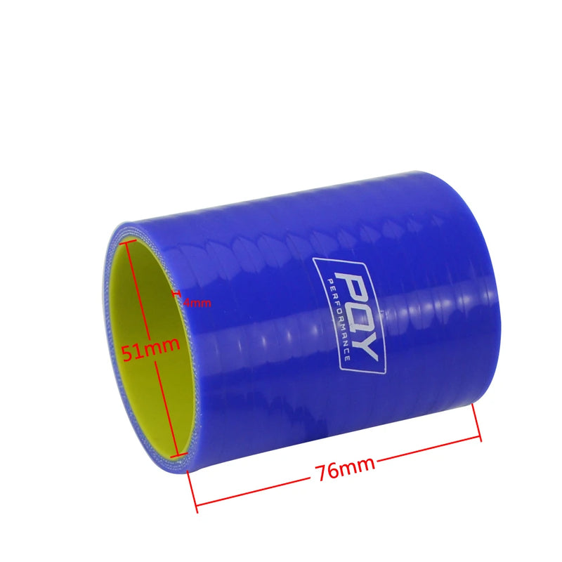 Mangueira de acoplamento de tubo de admissão de turbo intercooler de silicone reto azul e amarelo de 2" 51 mm