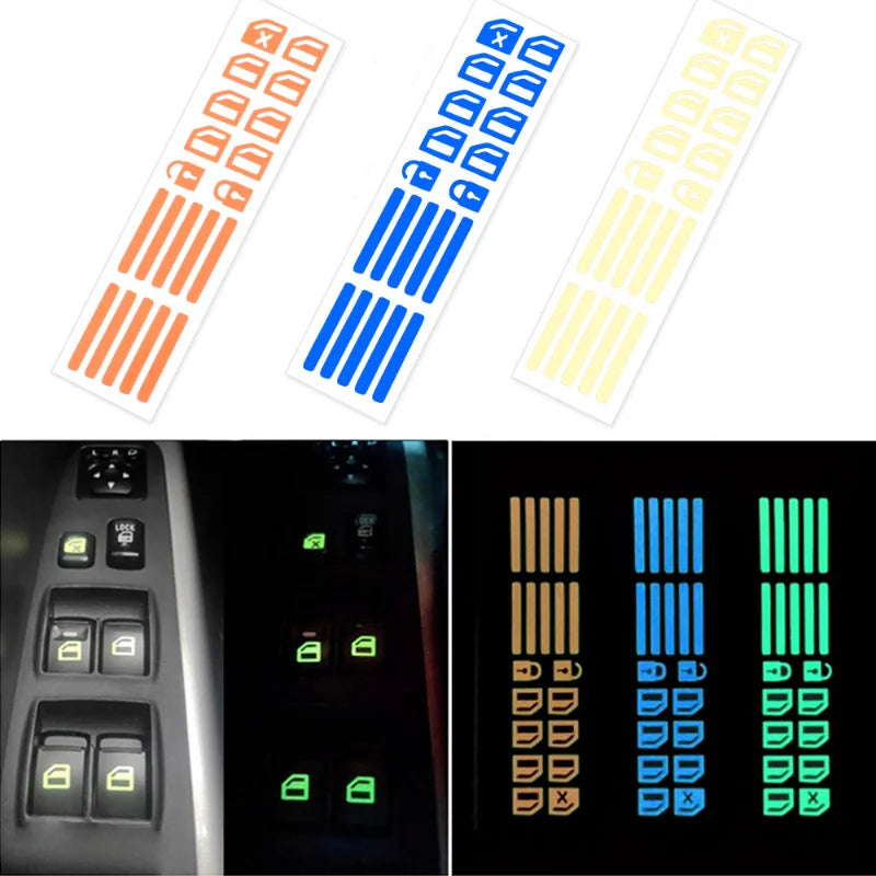 Decalques Fluorescentes Adesivos Luminoso Interruptor de Elevação Botão de Janela de Carro