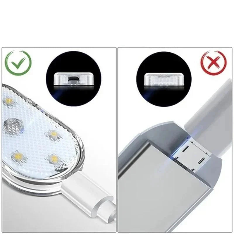 Luzes LED sem Fio para Interior de Carro Neon Automotiva Recarregável por USB