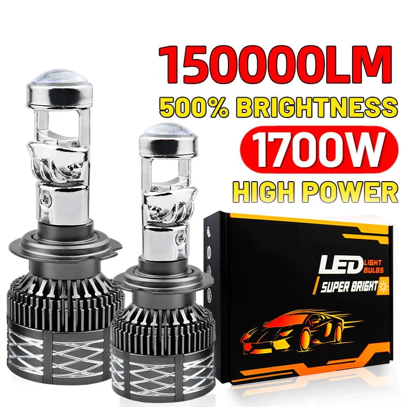 Lampadas Bi LED Faróis Lente do Projetor 150000LM Turbo Canbus